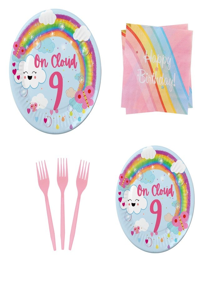 BEOXAGAR 40PCS On Cloud 9 Birthday Party Plteas, On Cloud 9 Birthday Decorations For Girls,On Cloud 9 Birthday Plates For Girls,On Cloud 9 Cake Topper，9th Birthday Party Decorations.On Cloud 9 Balloons. - Image 3